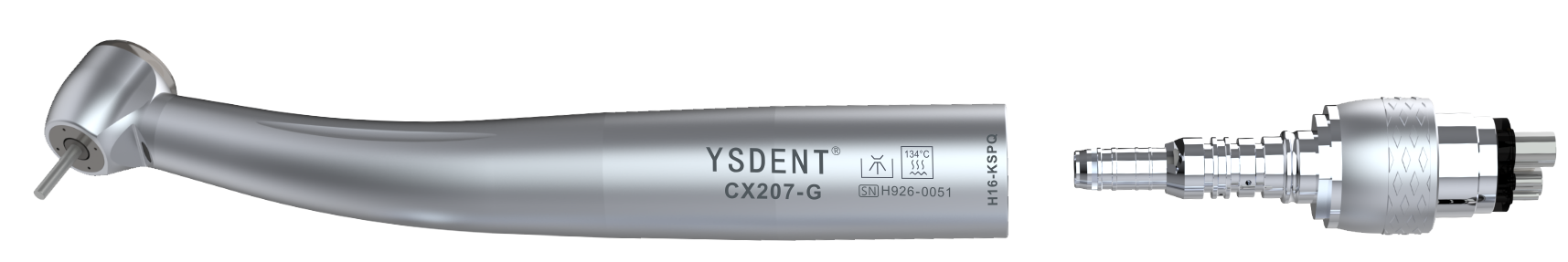Dental turbine with connector CX207-G H16-KSPQ6